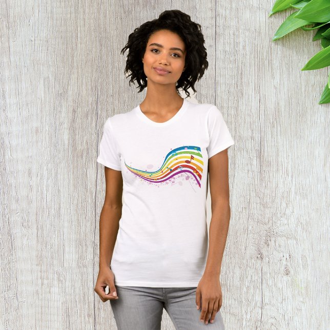 Rainbow Music Wave Womens T-Shirt (Créateur téléchargé)