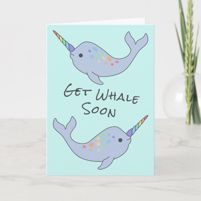 Rainbow Narwhal Obtenir Baleine bientôt carte (Devant)