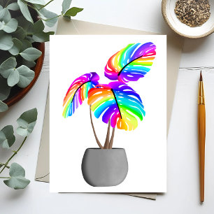 Rainbow Neon Monstera   Carte postale Plante color