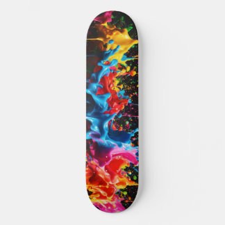 Rainbow Neon Paint Splash Skateboard Design