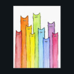 Rainbow of Cats Funny Carte postale<br><div class="desc">Art par Olga Shvartsur</div>