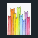 Rainbow of Cats Funny Carte postale<br><div class="desc">Art par Olga Shvartsur</div>