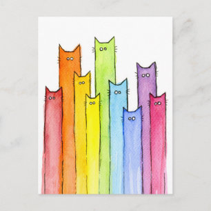 Rainbow of Cats Funny Carte postale
