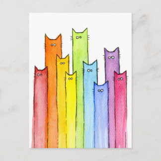 Rainbow of Cats Funny Carte postale