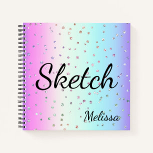 Rainbow Ombre Sparkle Monogram Carnet Sketchbook