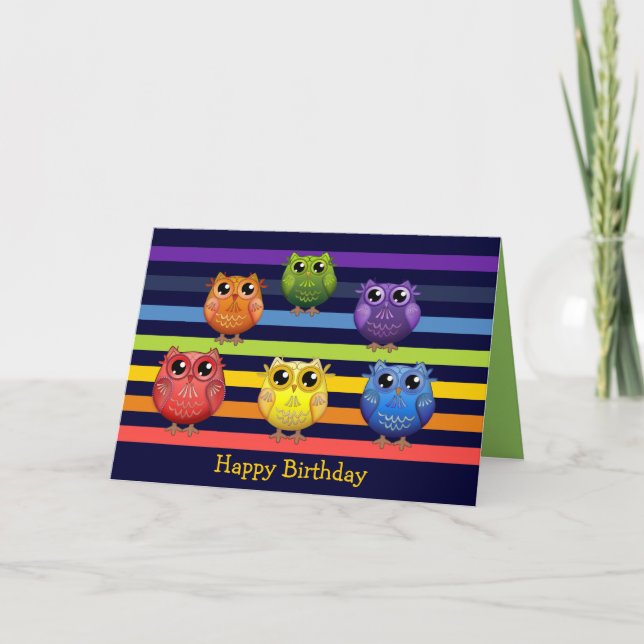 Rainbow Owns Birthday personnalisé Carte texte (Devant)