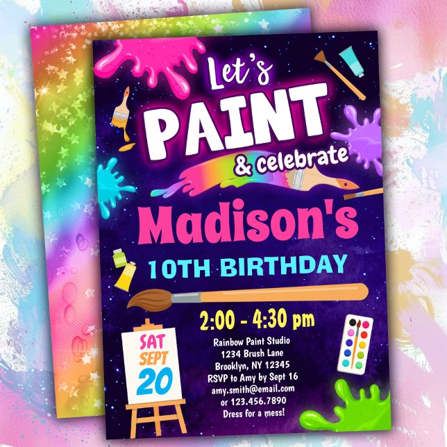 Rainbow Paint Party Anniversaire Invitation (Créateur téléchargé)