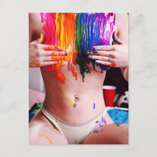 Rainbow Paint Sexy Photo carte postale