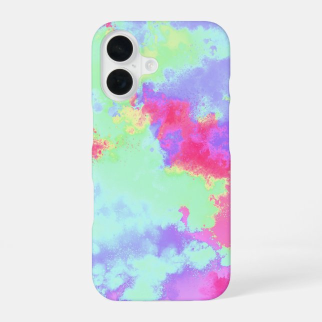 Rainbow Paint Splatter iPhone 16 Coque (Verso)
