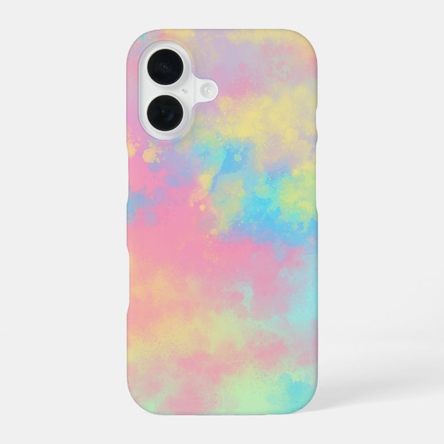 Rainbow Paint Splatter iPhone 16 Coque (Verso)