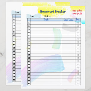 Rainbow Paint Student Homework tracker