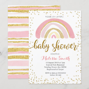 Rainbow pastel baby shower fille de carte d'invita