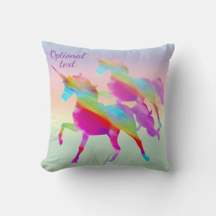 Rainbow Pastel Unicorn Accent Coussin
