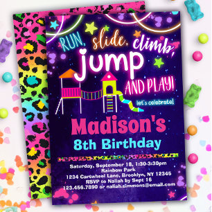 Rainbow Playground Anniversaire Fête Invitation