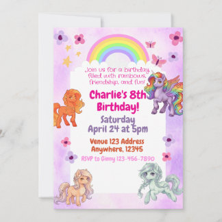 Rainbow Pony Birthday Party Invitation