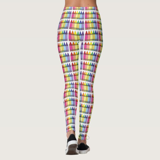 Rainbow Pride Crayons Art Artist Print Leggings (Dos)