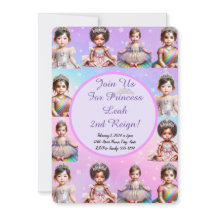 Rainbow Princess Invitation d'anniversaire