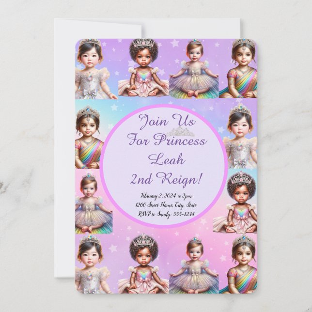 Rainbow Princess Invitation d'anniversaire (Devant)