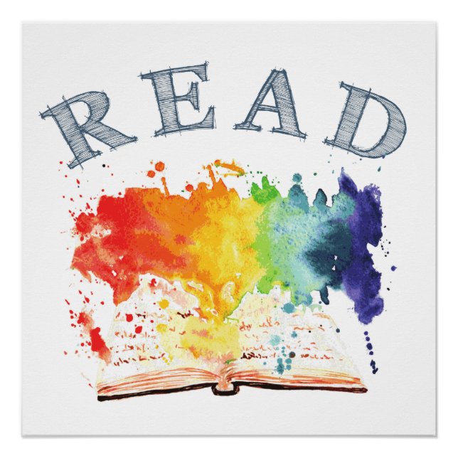 Rainbow Read Watercolor Book Nook Poster (Devant)