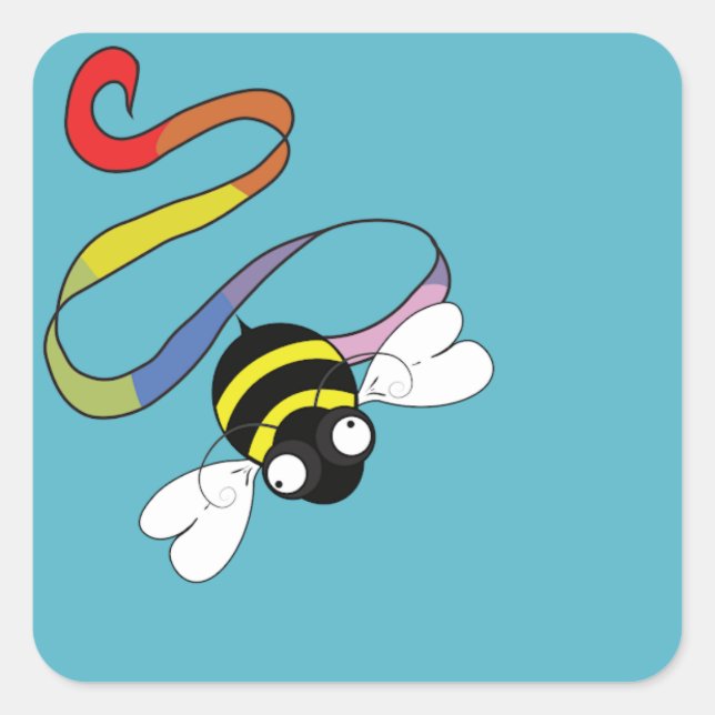 Rainbow Ribbon Bee Sticker (Devant)