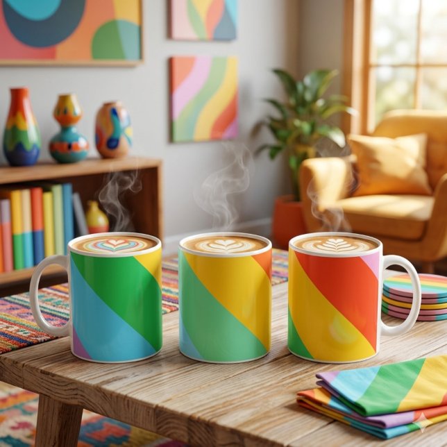 Rainbow Rush | Mug classique à rayures en diagonal (Créateur téléchargé)