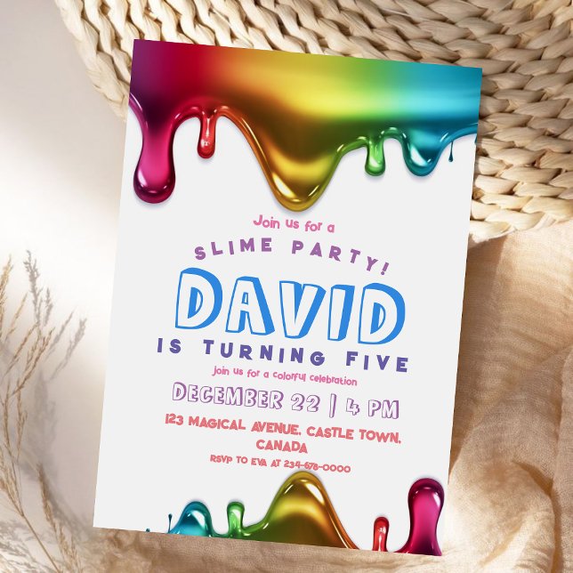 Rainbow Slime Party Invitation Slime 5e anniversai (Créateur téléchargé)