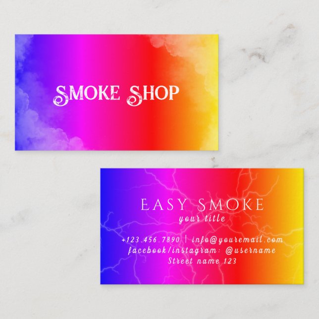 Rainbow Smoke Shop Vape Carte de visite (Devant / Derrière)