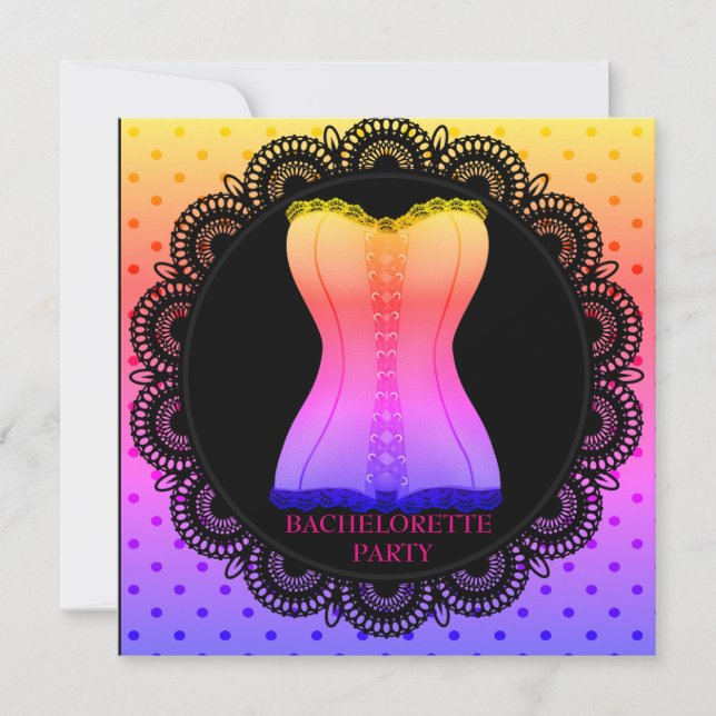 Rainbow SPOT CORSET BACHELORETTE INVITATION PARTI (Devant)