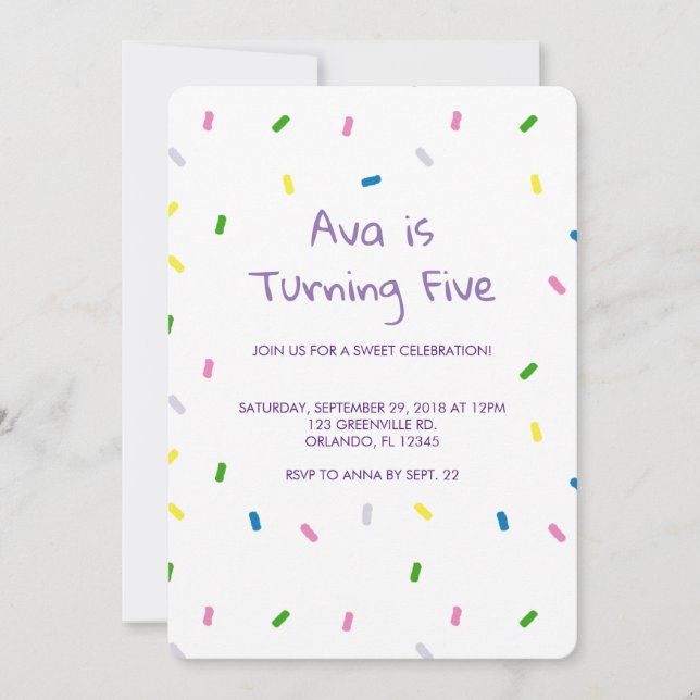 Rainbow Sprinkles Anniversaire Invitation Motif (Devant)