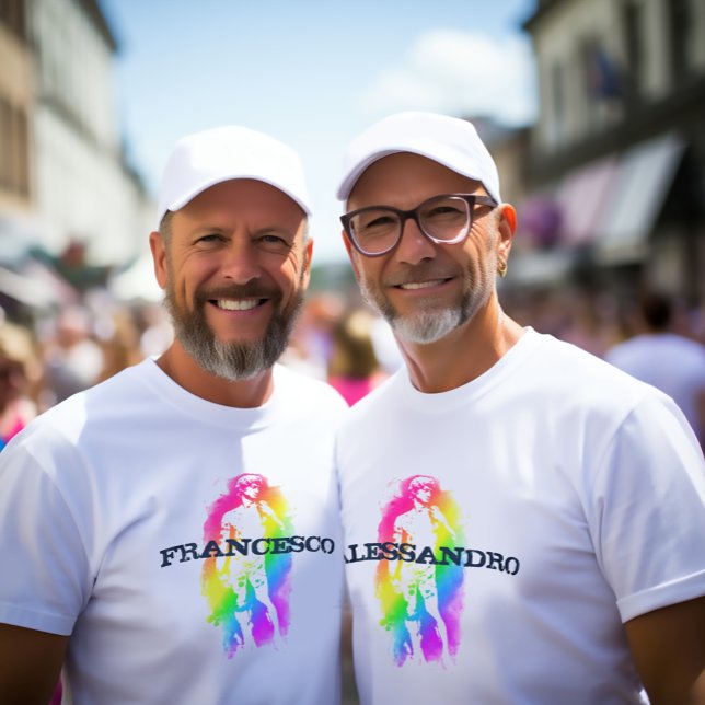 Rainbow Statue de David T-Shirt - LGBTQ+ Pride Art (Statue of David Rainbow Pride 
LGBTQ White Tee)