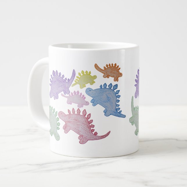 Rainbow Stegosaurus Géant Mug de café (Devant gauche)