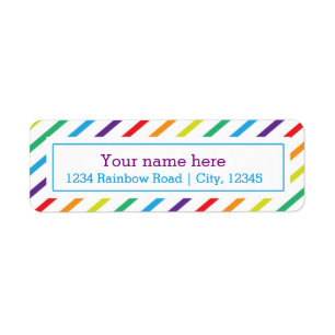 Rainbow Stripes Fun Return Adresse Sticker Étiquet