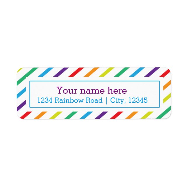 Rainbow Stripes Fun Return Adresse Sticker Étiquet (Devant)