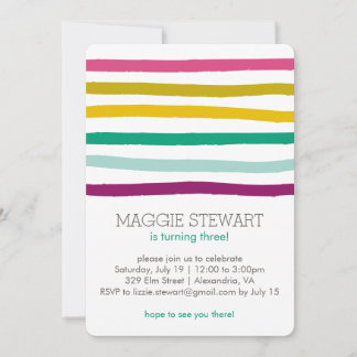 Rainbow Stripes Invitation Anniversaire
