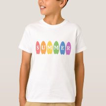 Rainbow Summer Surfboard Kids T-Shirt