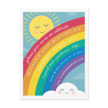 Rainbow Sun Happy Cloud Invitation d'anniversaire