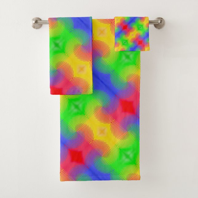 Rainbow Swirls Abstract Design Serviettes de bain (En situation)
