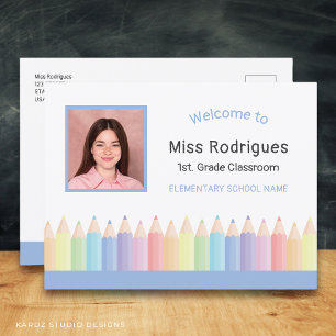 Rainbow Teacher Bienvenue À L'École Carte Postale