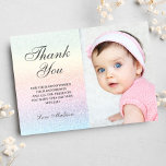 Rainbow Thank You Cartes Parties scintillant Photo<br><div class="desc">Envoyez une fête d'anniversaire personnalisée merci avec cette parties scintillant arc-en-ciel typographie ombre,  juste ajouter votre photo! Le design neutre est adapté pour un garçon ou une fille. Ajoutez votre photo et modifiez le texte (couleur,  style de police,  taille et position) en cliquant sur le bouton "CUSTOMISER IT".</div>