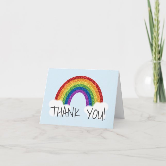 Rainbow Thank You Cartes Parties scintillant Rainb (Devant)