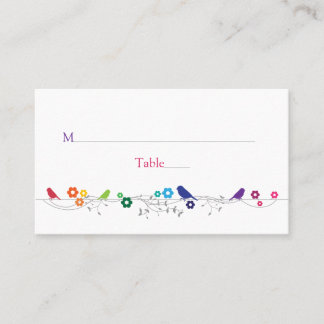 Rainbow Theme Oiseaux Fleurs Mariage Cartes de Pla