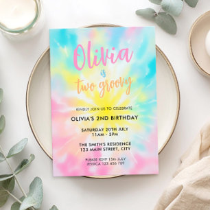 Rainbow Tie Dye Invitation du 2e anniversaire