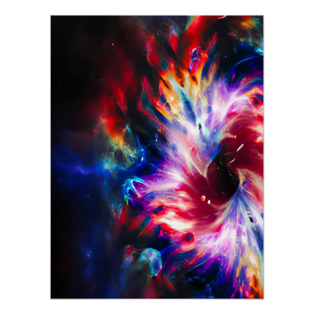 Rainbow TieDye Blackhole Galaxy Glossy Poster (Devant)