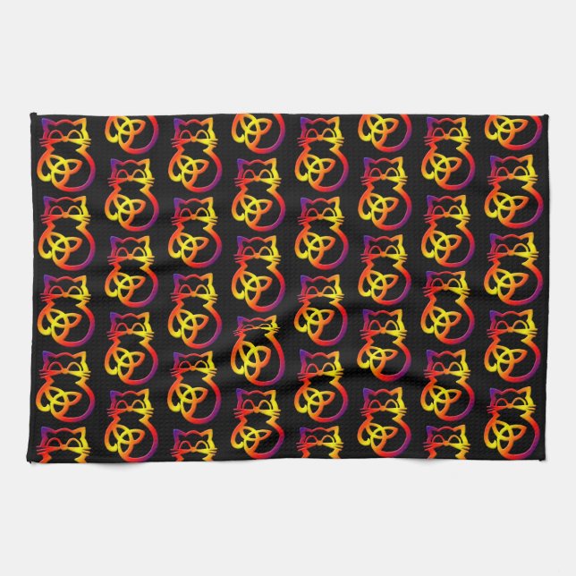 Rainbow Trinity Knot Celtic Chat Serviette de cuis (Horizontal)