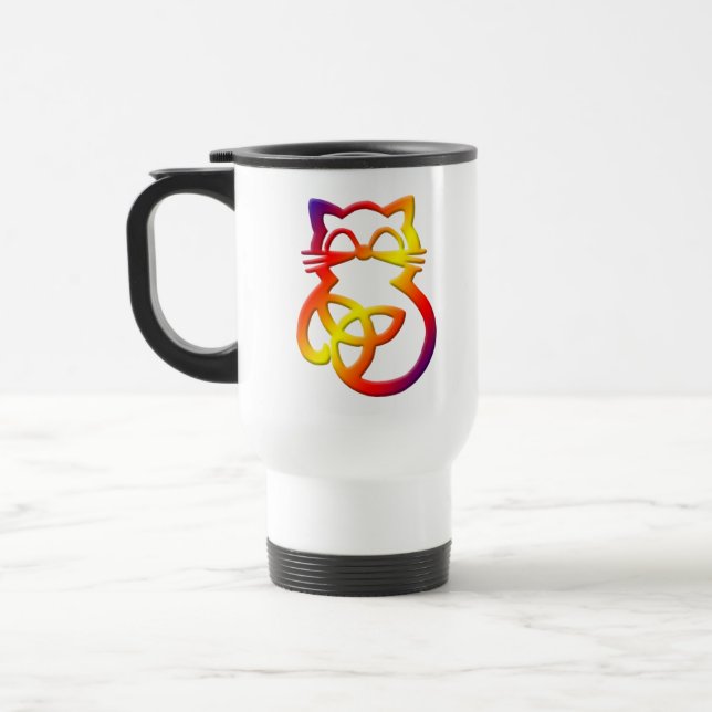 Rainbow Trinity Knot Celtic Chat Travel Mug (Gauche)