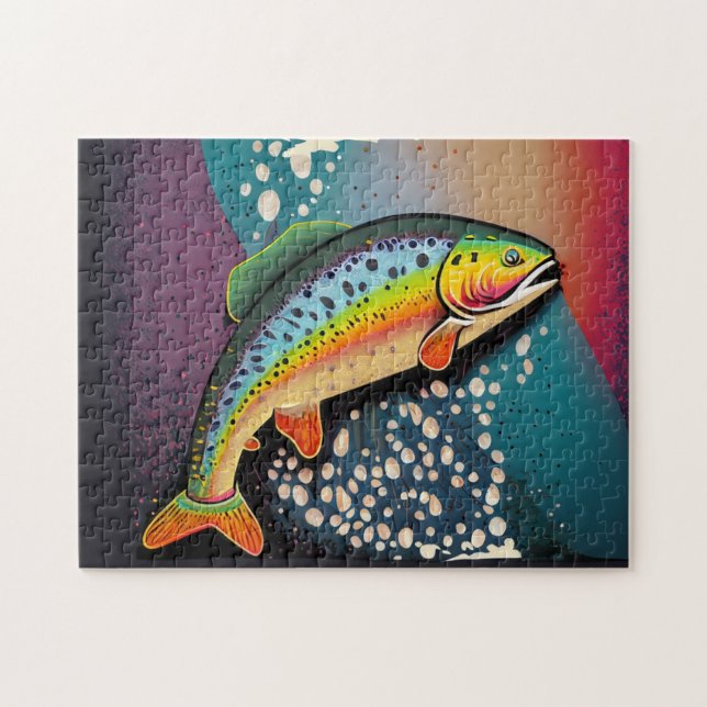 Rainbow Trout Fish Jigsaw Puzzle Jeux pour enfants (Horizontal)