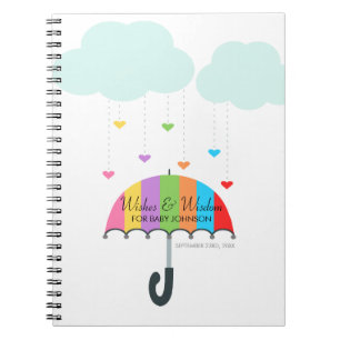 Rainbow Umbrella Neutral Baby shower Livre d'invit