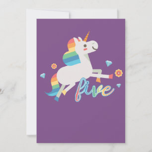 Rainbow Unicorn 5e anniversaire Carte de voeux