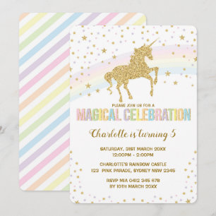 Rainbow Unicorn Anniversaire Invitation Twinkle St