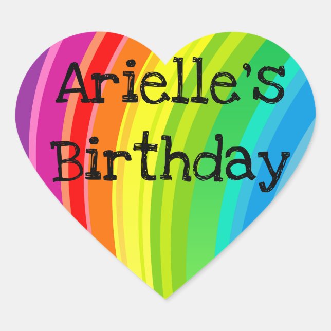 Rainbow Unicorn Anniversaire Party Coeur Sticker (Devant)